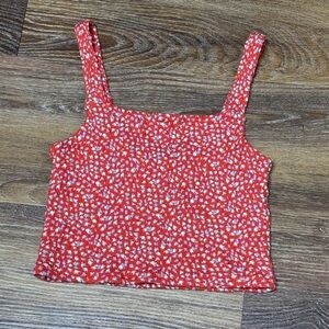 American Eagle Red Floral Women's Crop Top